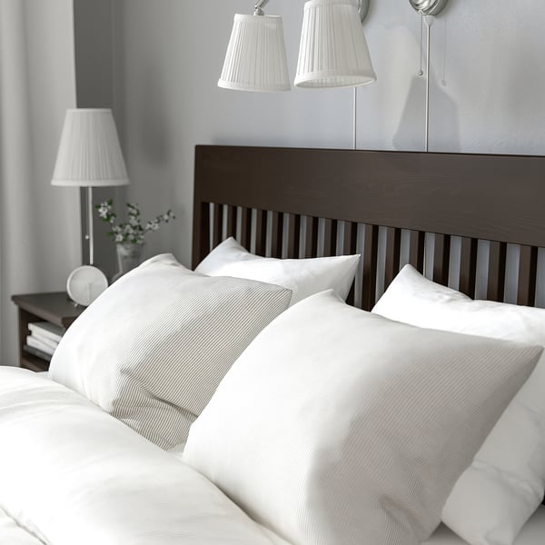 IDANÄS bed frame with storage, dark brown/Lindbåden, 140x200 cm
