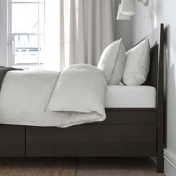 Ikea IDANÄS Bed frame with drawers, dark brown/Lindbåden, 140x200 cm