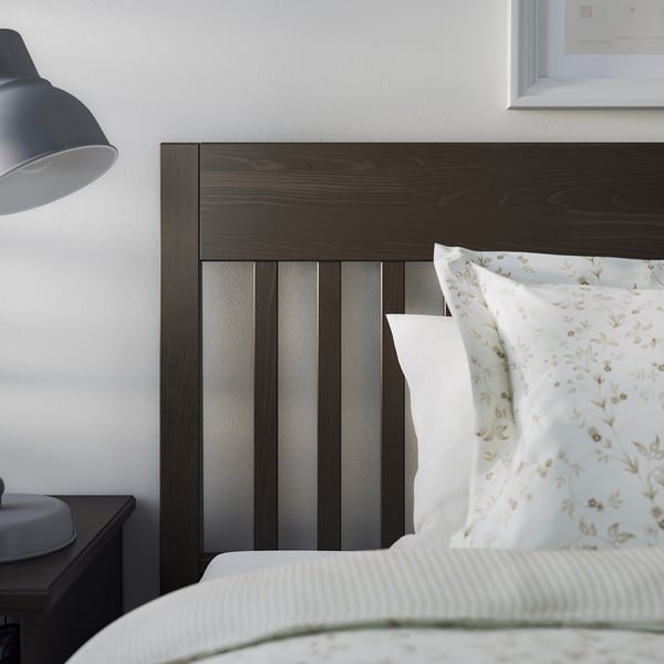 IDANÄS Bed frame with drawers - dark brown treated with mordant 160x200 cm , 160x200 cm