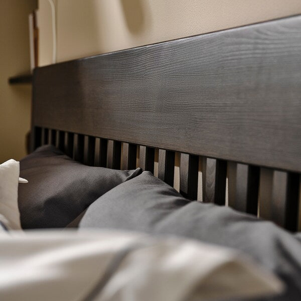 IDANÄS Bed frame with drawers - dark brown treated with mordant 140x200 cm , 140x200 cm