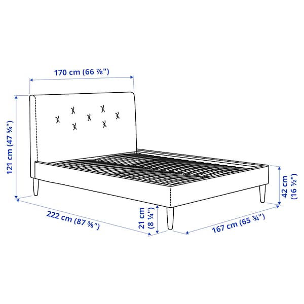 IDANÄS - Upholstered bed frame, Naggen beige,160x200 cm