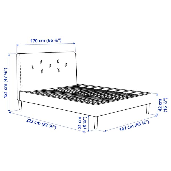 Ikea IDANÄS - Upholstered bed frame, Naggen beige,160x200 cm