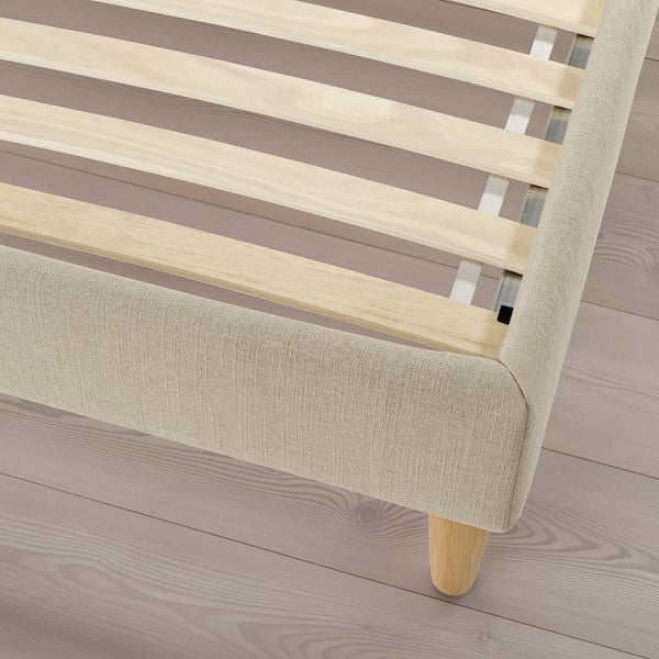 IDANÄS upholstered bed frame, Naggen beige, 160x200 cm
