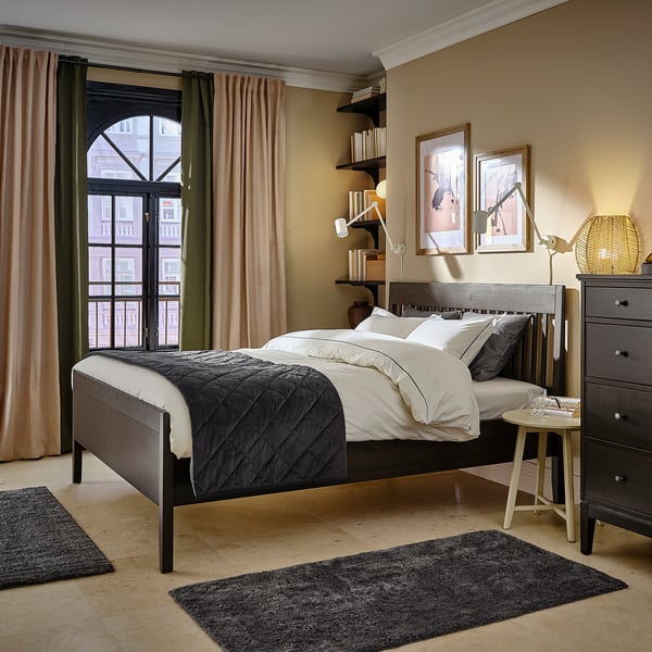 IDANÄS bed frame, dark brown/Leirsund, 180x200 cm