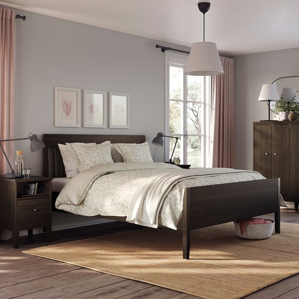 IDANÄS bed frame, dark brown/Lönset, 160x200 cm