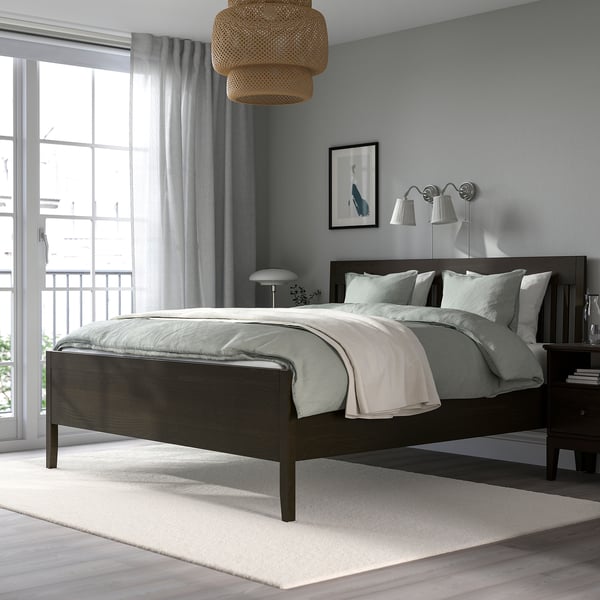 IDANÄS bed frame, dark brown/Lönset, 180x200 cm