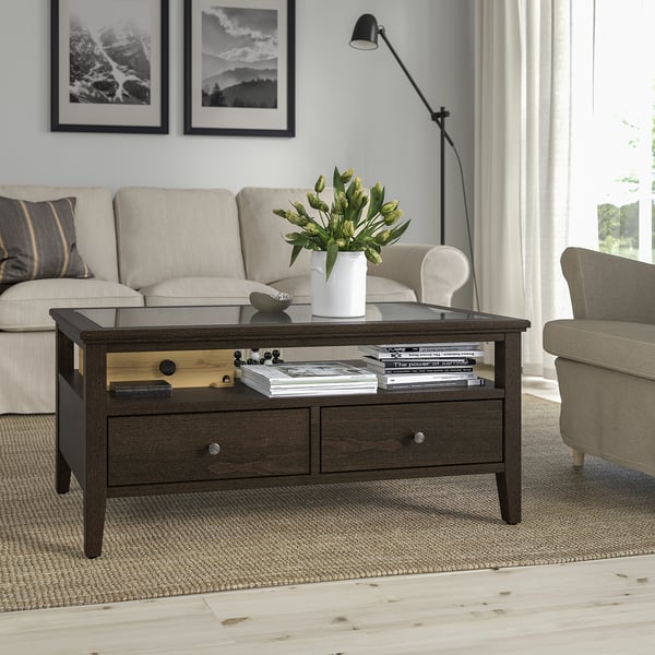IDANÄS coffee table, dark brown stained, 107x55 cm