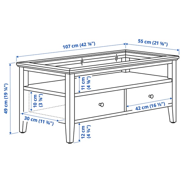 IDANÄS coffee table, dark brown stained, 107x55 cm