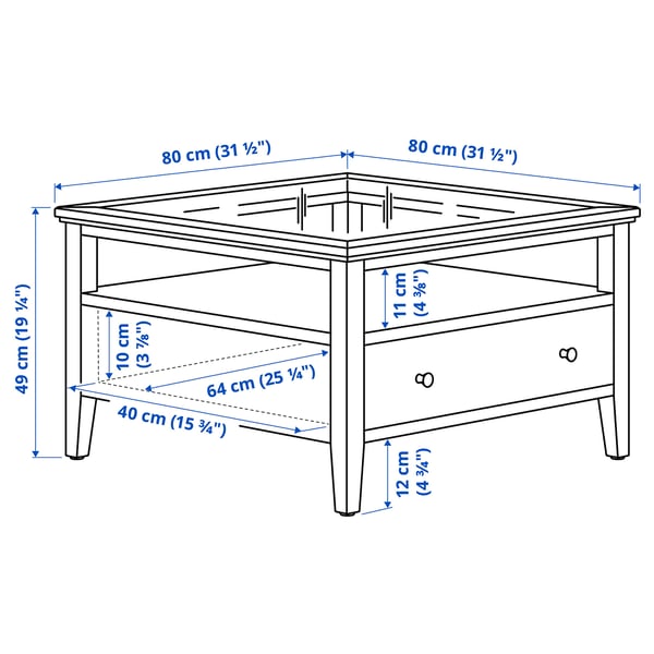 IDANÄS coffee table, dark brown stained, 80x80 cm