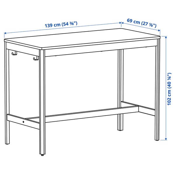 IDÅSEN underframe for table top, dark grey
