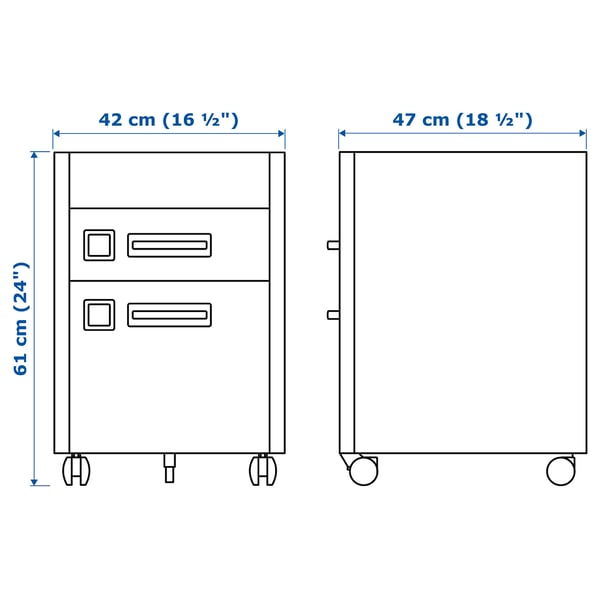 IDÅSEN drawer unit on castors, dark grey, 42x61 cm