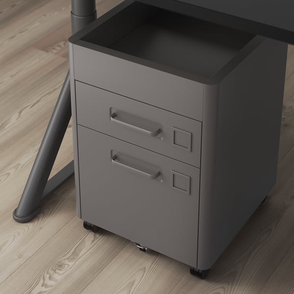IDÅSEN drawer unit on castors, dark grey, 42x61 cm