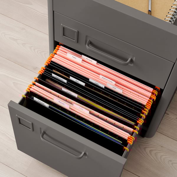 IDÅSEN drawer unit on castors, dark grey, 42x61 cm