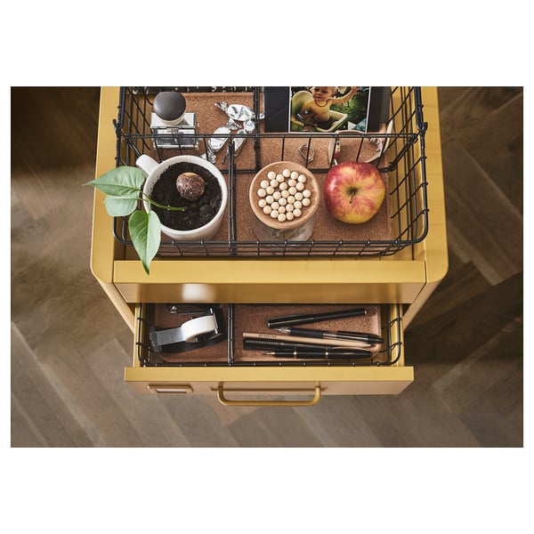 IDÅSEN drawer unit on castors, golden-brown, 42x61 cm