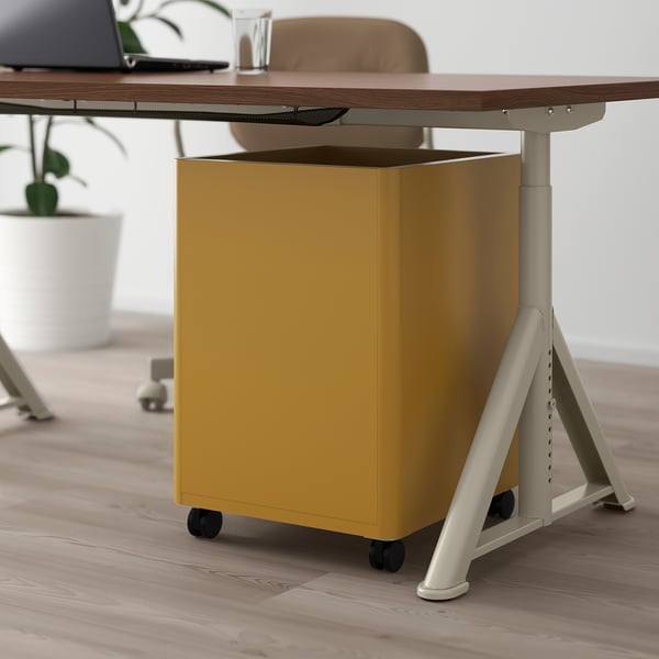 IDÅSEN drawer unit on castors, golden-brown, 42x61 cm