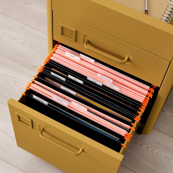 IDÅSEN drawer unit on castors, golden-brown, 42x61 cm
