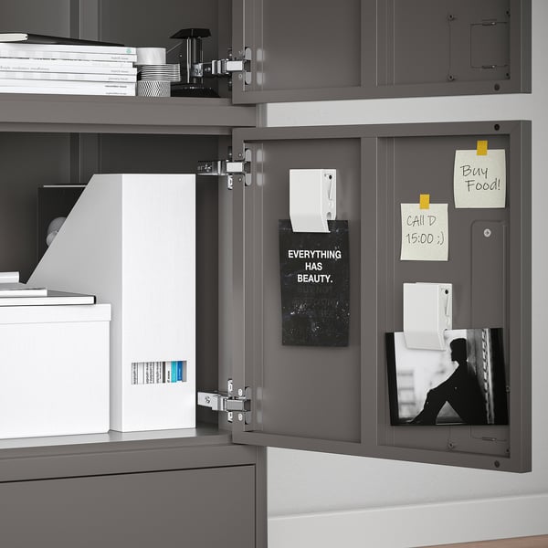 IDÅSEN high cabinet with drawer and doors, dark grey, 45x172 cm