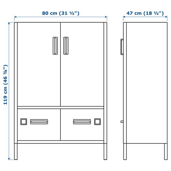 IDÅSEN cabinet with doors and drawers, dark grey, 80x47x119 cm