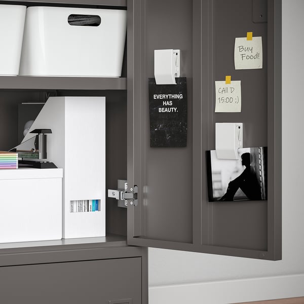 IDÅSEN cabinet with doors and drawers, dark grey, 80x47x119 cm