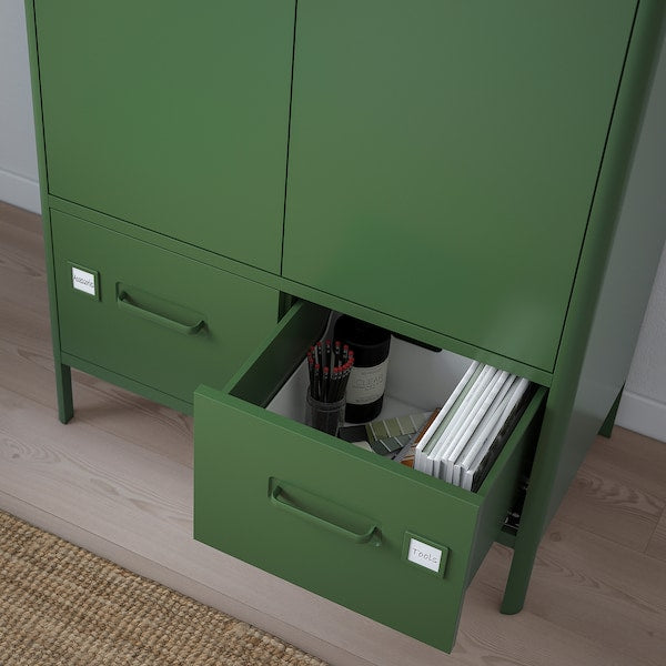 IDÅSEN - Cabinet with doors and drawers, dark green, 80x47x119 cm