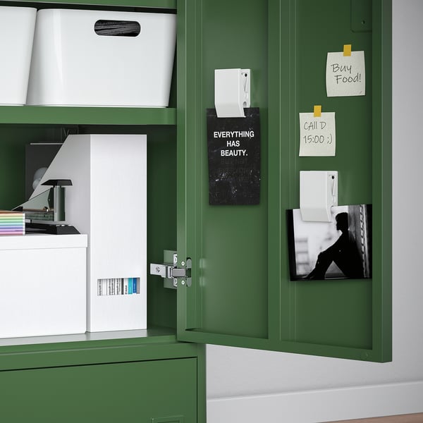 IDÅSEN cabinet with doors and drawers, dark green, 80x47x119 cm