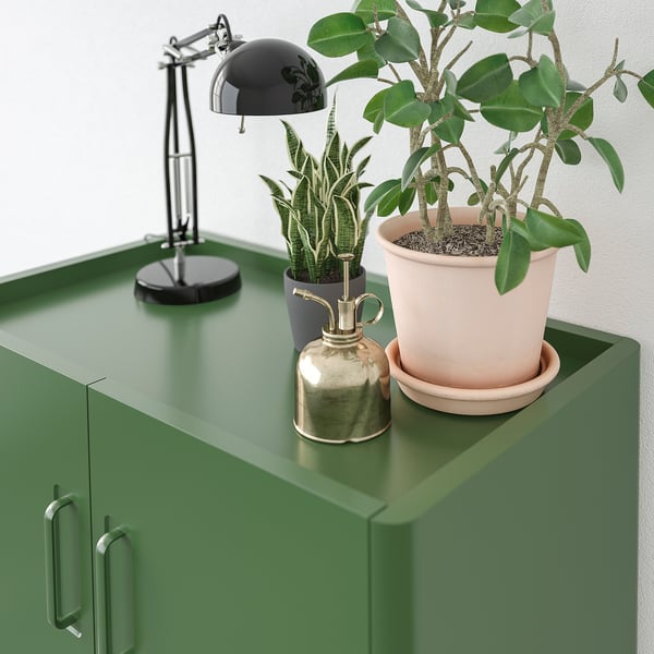 IDÅSEN cabinet with doors and drawers, dark green, 80x47x119 cm