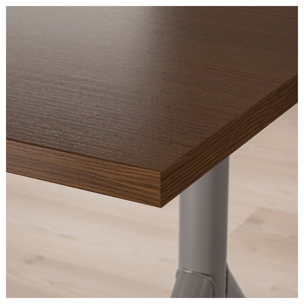 IDÅSEN desk, brown/dark grey, 160x80 cm