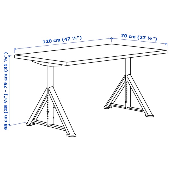 IDÅSEN desk, brown/dark grey, 120x70 cm