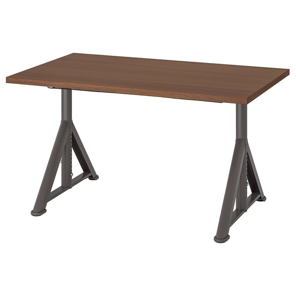 IDÅSEN desk, brown/dark grey, 120x70 cm