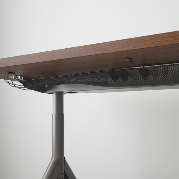 IDÅSEN desk, brown/dark grey, 160x80 cm