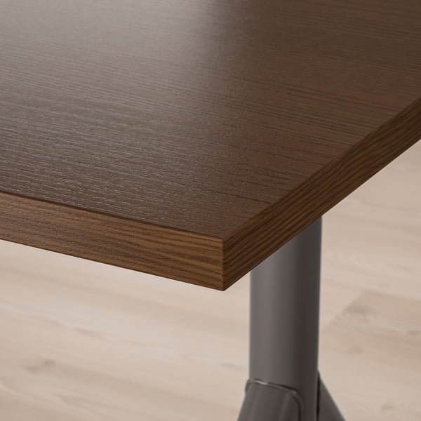 IDÅSEN desk, brown/dark grey, 120x70 cm