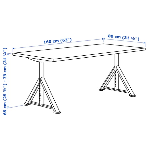 IDÅSEN desk, black/dark grey, 160x80 cm