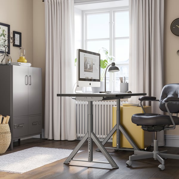 IDÅSEN desk, black/dark grey, 120x70 cm
