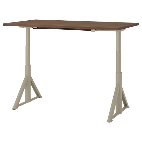 IDÅSEN desk sit/stand, brown/beige, 160x80 cm
