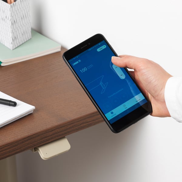 IDÅSEN desk sit/stand, brown/beige, 160x80 cm