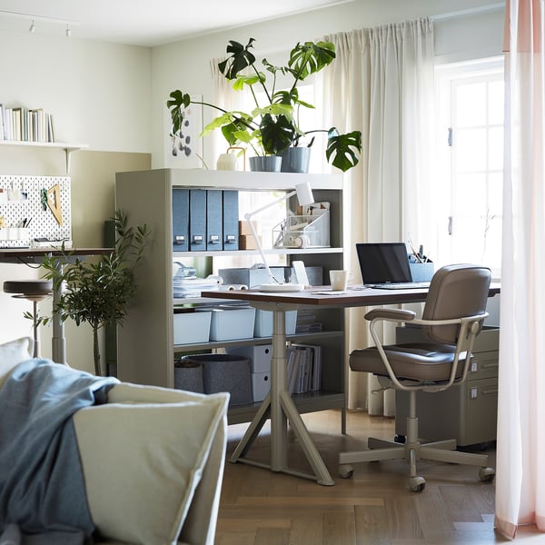 IDÅSEN desk sit/stand, brown/beige, 160x80 cm