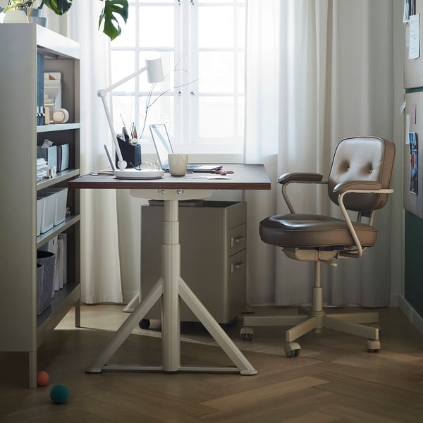 IDÅSEN desk sit/stand, brown/beige, 120x70 cm