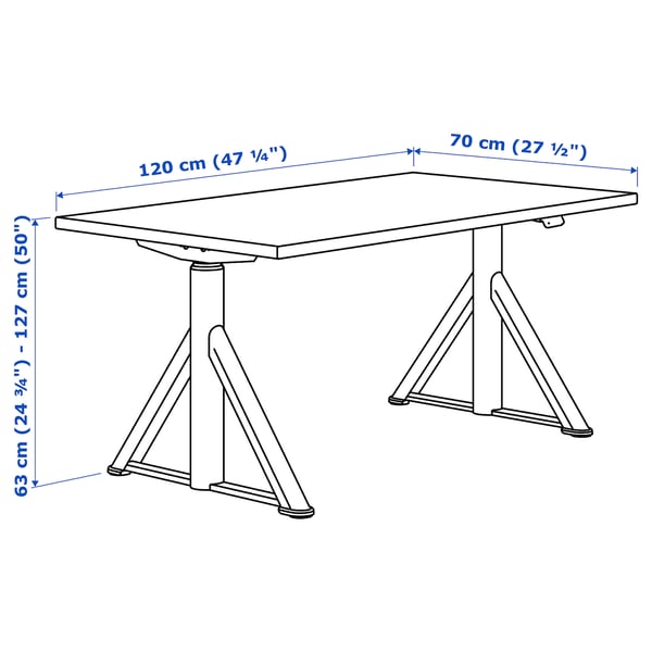 IDÅSEN Height adjustable desk - brown/dark gray 120x70 cm , 120x70 cm