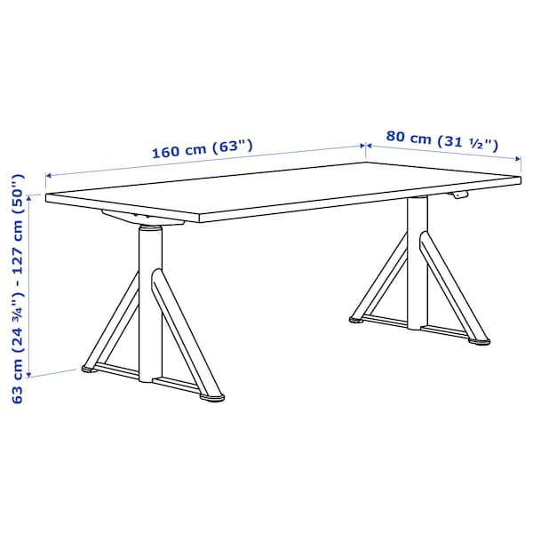 Ikea IDÅSEN Height adjustable desk - brown/dark gray 160x80 cm , 160x80 cm