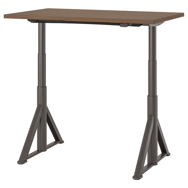 IDÅSEN desk sit/stand, brown/dark grey, 120x70 cm
