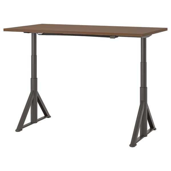 IDÅSEN desk sit/stand, brown/dark grey, 160x80 cm