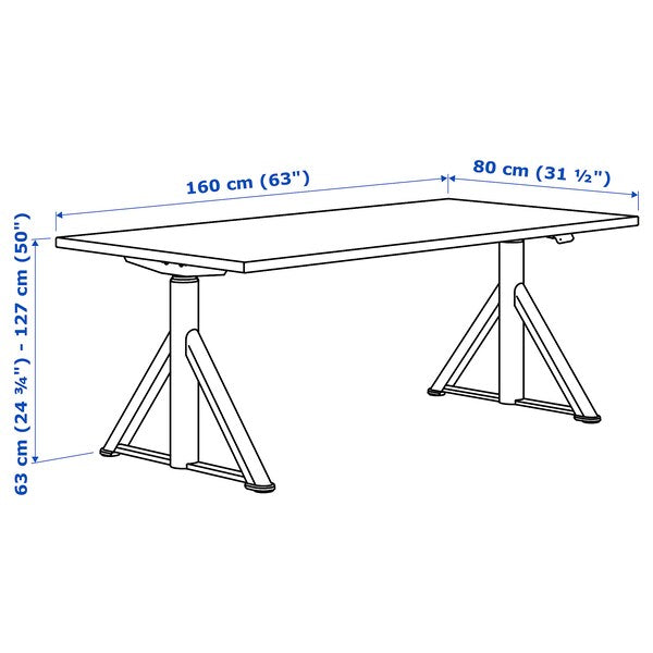 IDÅSEN Height adjustable desk - black/beige 160x80 cm , 160x80 cm