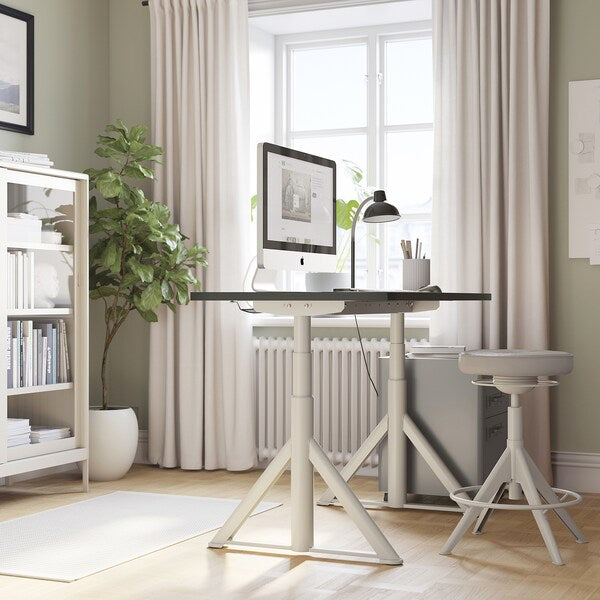 IDÅSEN desk sit/stand, black/beige, 120x70 cm