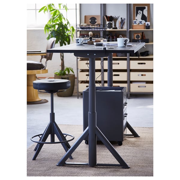 IDÅSEN Height adjustable desk - black/dark gray 160x80 cm , 160x80 cm
