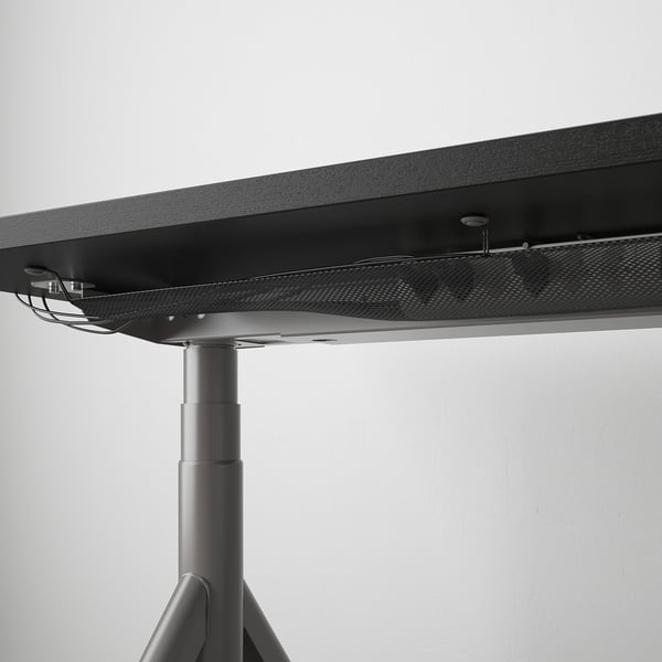 IDÅSEN desk sit/stand, black/dark grey, 160x80 cm