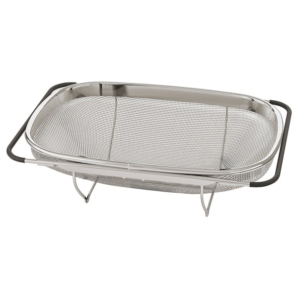 IDEALISK colander, stainless steel/black, 34x23 cm