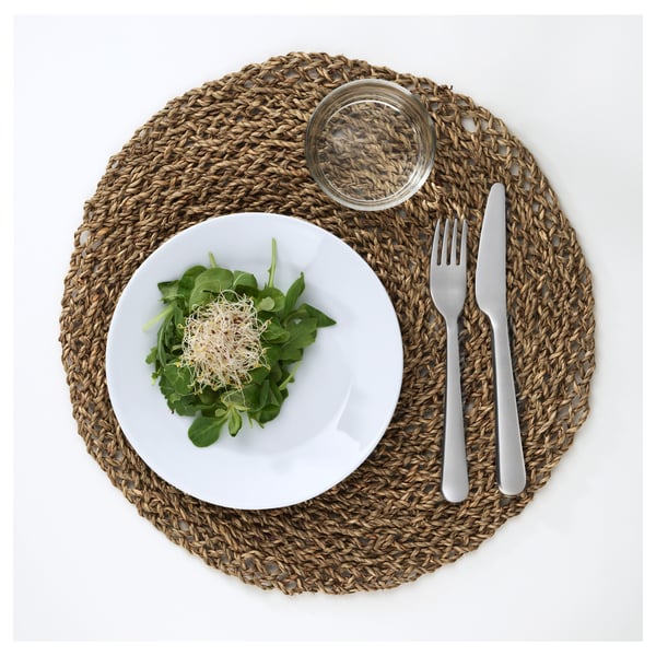IHÅLLIG place mat, natural/seagrass, 37 cm