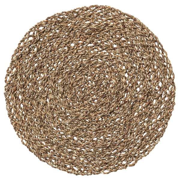 IHÅLLIG place mat, natural/seagrass, 37 cm