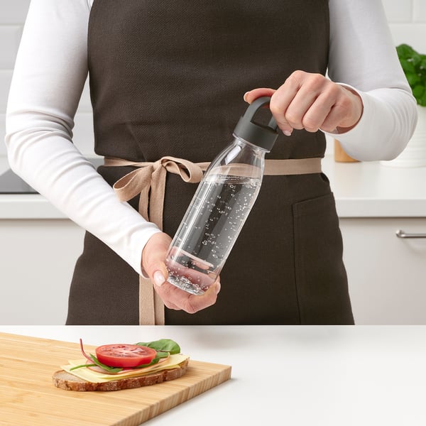 IKEA 365+ water bottle, striped/dark grey, 0.7 l