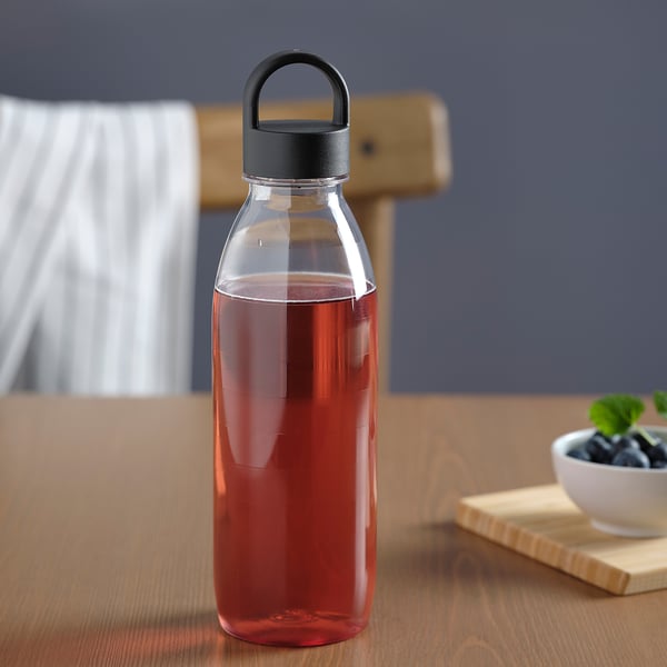 IKEA 365+ water bottle, striped/dark grey, 0.7 l